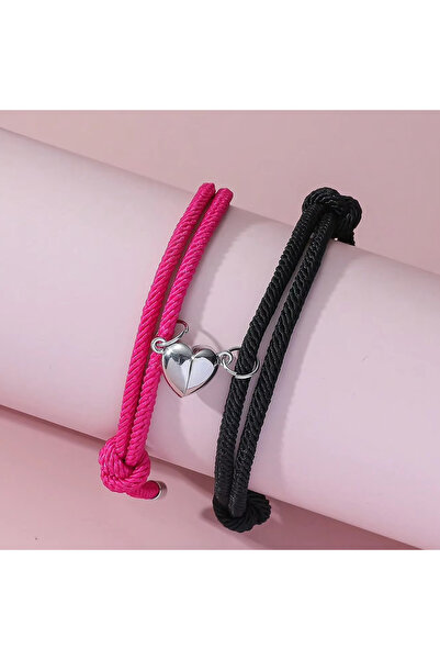 Choice ASL70286-2 2 Pieces Set Black White Hand Rope Love Magnetic Couple Bra...