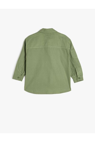 Koton Single Pocket Long Sleeve Cotton Shirt Jacket