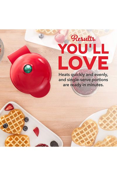 Choice EU 1 Red Multi Functional Mini Heart-shaped Waffle Maker, Double-sided Heated Breakfast Toaster, Por