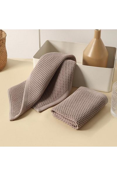 DUTRIEUX Light Brown 1PC Cotton Dishcloth Ultra Soft Absorbent Towel Household Cleaning Cloth Kitchen Rag For