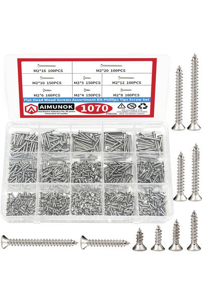Choice مجموعة متنوعة من مسامير التنصت الذاتية M2 - 1070 قطعة، 1070 قطعة، مسام...