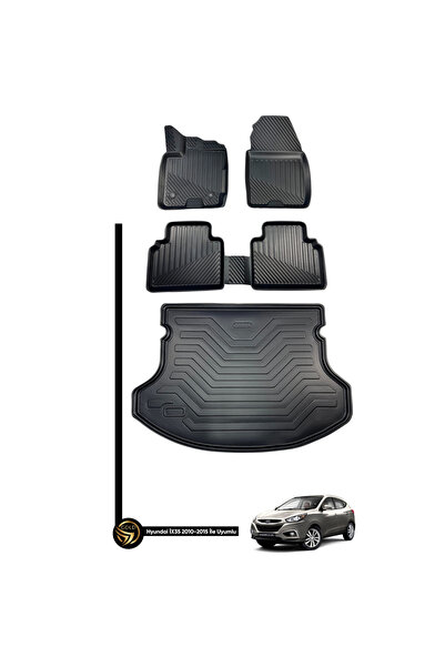 Black Gold Hyundai ix35 2010-2015 3D Havuzlu Paspas + Bagaj Havuzu İkili Set