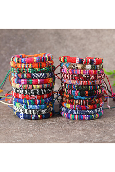 Choice مجموعة أساور منسوجة من 24 قطعة من الحبال المستديرة بتصميم بوهيمي مكونة...