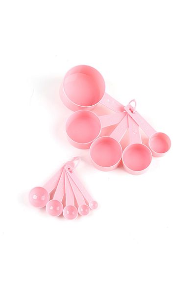 Choice pink 10pcs/set Kitchen Measuring Spoon Measuring Cups Measuring Tools Portable Plastic Coffee Sugar
