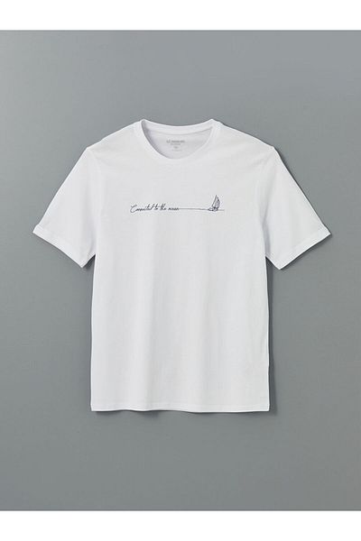 LC Waikiki Ανδρικό μπλουζάκι LCW Crew Neck με εμπριμέ χτενισμένο βαμβάκι