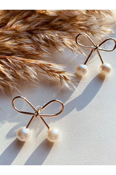 AURRARİ Altın Kaplama İncili Fiyonk Küpe