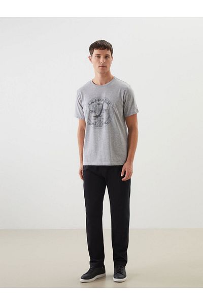 LC Waikiki New Season Crew Neck Κοντό μανίκι εμπριμέ χτενισμένο βαμβακερό ανδρικό Tisort - S5I575Z8