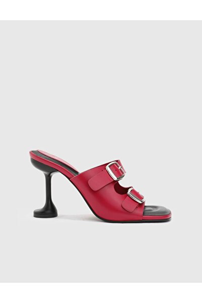 İLVİ Emiliya Hakiki Deri Kadın Bordo Topuklu Terlik