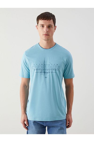 LC Waikiki New Season Crew Neck Short Sleeve Printed Combed Cotton Men's T-Shirt - S5Fa26Z8