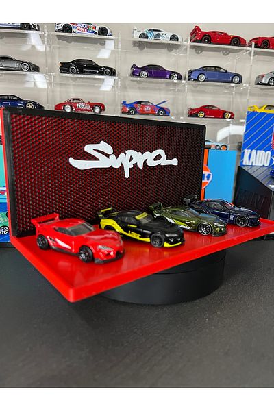 Figure Mood 1/64 Scale Red Supra with Logo Vehicle Display Stand Diecast (Not ​Include Vehicles)