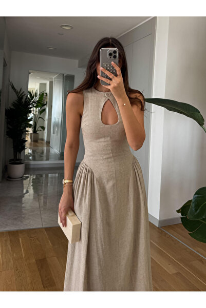 My Blog Přírodní šaty s nízkým výstřihem a pasem - 2025133