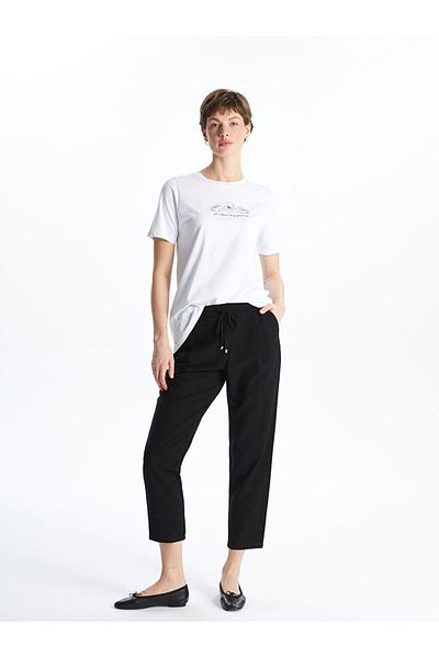 LC Waikiki Pantaloni de damă cu talie elastică tăiați morcov din noua sezon - S5GE23Z8