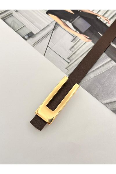 MODAM HİFA Desng Gold Buckle Bitter Brown Γυναικεία ζώνη παντελονιού Ζώνη φόρεμα Ζώνη πουκάμισο Ζώνη παλτό