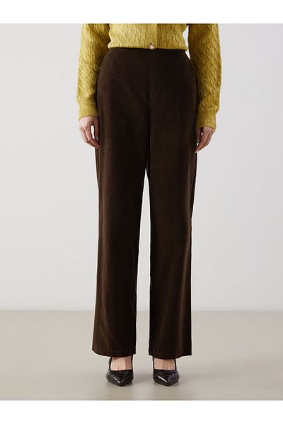 LC Waikiki Lcw Elastic Waist Straight Velvet Women's Pants Fast Fashion