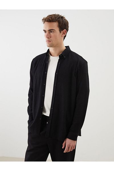LC Waikiki Lcw Vision Black Slim Fit Men's Long Sleeve Shirt