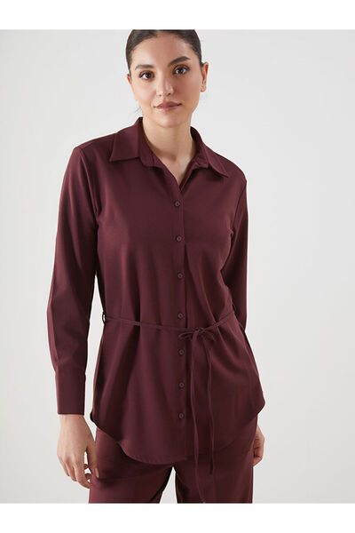 LC Waikiki Burgundy Loose Fit Women's Shirt