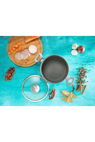 ROYALFORD RF9467 Die-Cast Aluminium Casserole with Glass Lid | 22cm