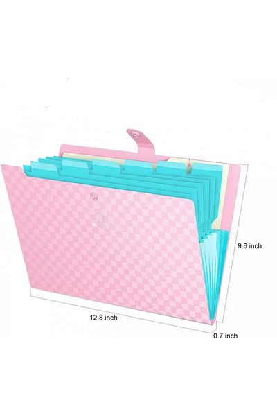 ABC Organizer set with 7 accordions and 48 Abc labels, plastic/paper, pink/blue, 32.5 x 24.3 cm