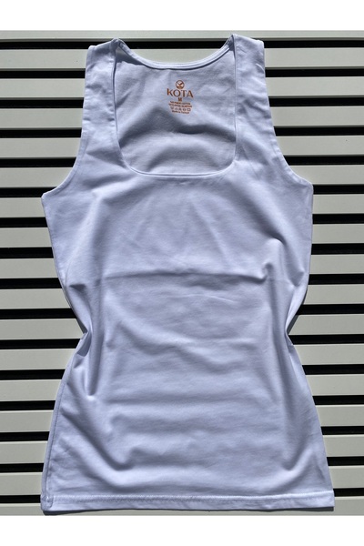 LEYNA BUTİK Women's Square Collar Cotton Thick Strap 1 Piece Combed Cotton Undershirt