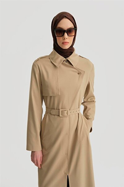 Armine Çift Yakalı Beli Kemerli Pardesü 25y8207 Taş