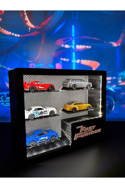 Figure Mood 1/64 Scale Fast & Furious with Logo 5 Vehicle Capacity Display Box with Lights (Vehicles Not Included)