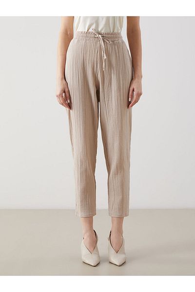 LC Waikiki Lcw Elastic Waist Carrot Cut Muslin Women's Trousers