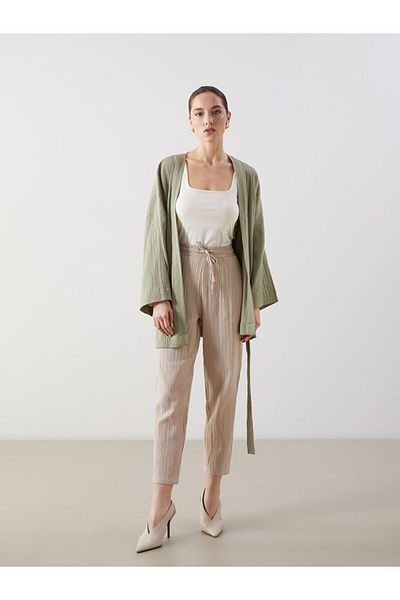 LC Waikiki Lcw Elastic Waist Carrot Cut Muslin Women's Trousers