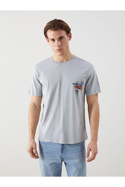 LC Waikiki New Season Crew Neck Short Sleeve Printed Combed Cotton Men's T-Shirt - S5Ji52Z8