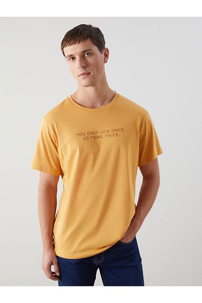 LC Waikiki New Season Crew Neck εμπριμέ χτενισμένο βαμβακερό ανδρικό Tisort - S5II66Z8