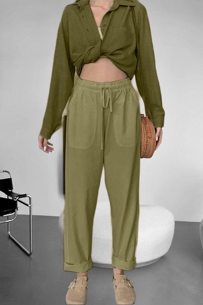 BİRBEYSTORE Linen Trousers Hambez Bottom Tracksuit Comfortable Fit Large Size Raw Cloth Unisex Relaxed