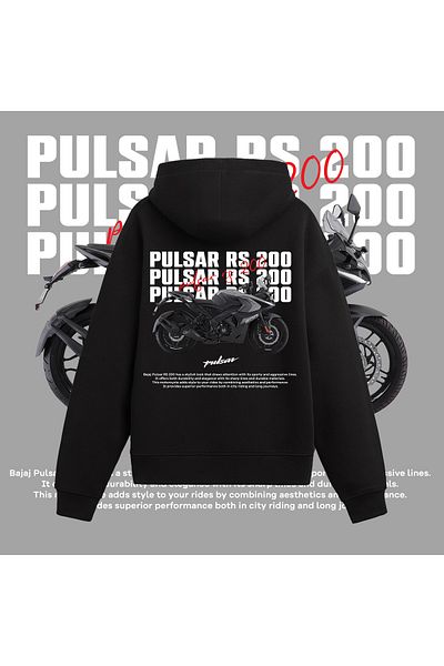 Edizen Βαμβακερή μαύρη κουκούλα Unisex Oversize Hoodie Bajaj Pulsar RS200