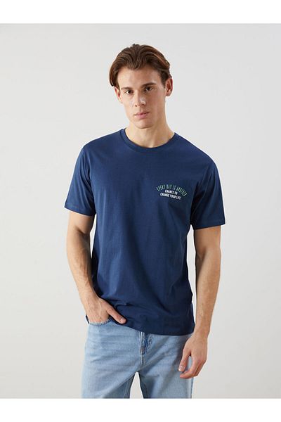 LC Waikiki Tricou pentru bărbați din bumbac pieptănat imprimat cu mânecă scurtă, sezon nou - S5KU27Z8