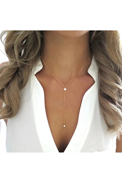 MYSTERY TAKI AKSESUAR İNCİLİ ZARİF GOLD ZİNCİR KOLYE