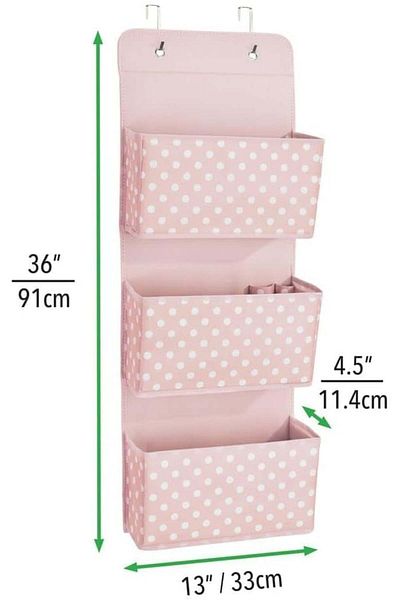 MDesign Hanging Organizer, Textile, White/pink, 91 X 13 X 11.4 Cm