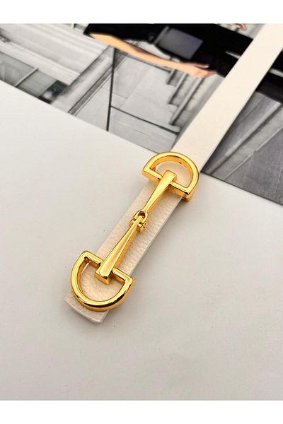 MODAM HİFA Long Buckle Gold Women's Belt Trouser Belt Dress Belt Shirt Belt Coat Belt
