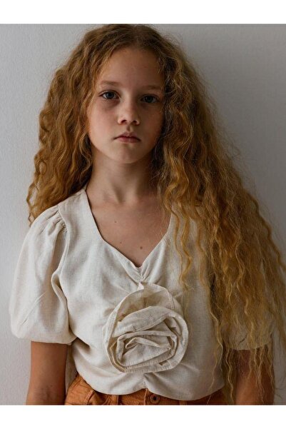 Zekids Λεπτομερής μπλούζα από λινό τριαντάφυλλο για κορίτσι