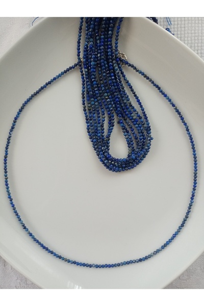 Mudita Tasarım 2 mm faset kesim AA kalite gerçek doğal Lapis Lazuli kolye