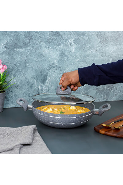 ROYALFORD مقلاة ووك من الألومنيوم المطروق مقاس 30 سم من سلسلة الجرانيت الذكية