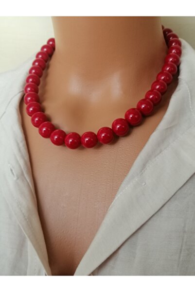 LemaStone Doğal taş kolye;Mercan renkli kuvars taşı