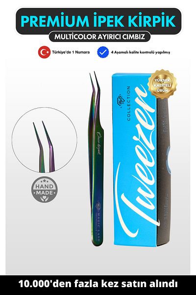 Magic Lash Silk Lash - Professional Premium Multicolor Straight Separating Tweezers (Mda-25)