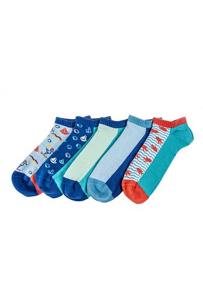 ANEMOSS Men’s Seamless Socks Set, 5 Pairs, Nautical Design, %85 Cotton, Fits Sizes 41-46 (EU)