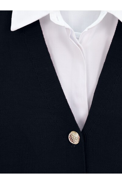 Modamorfo Светр з V-подібним коміром на ґудзиках - темно-синій