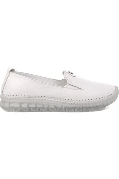 Voyager White Leather Shoes 9059 Model