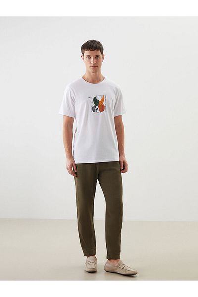 LC Waikiki Ανδρικό μπλουζάκι LCW ECO Crew Neck με στάμπα από βαμβακερό χτενισμένο