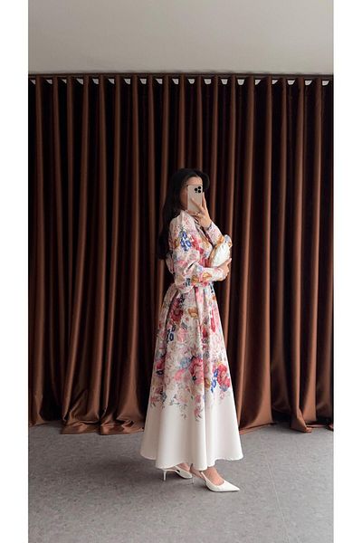 HAZELANNA Rochie importată florală cu tonuri moi