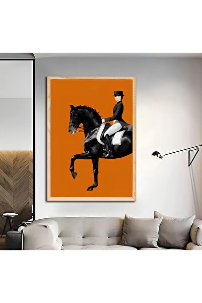 woodhomeworks Tek Bohem Tablo Salon Ofis Dekor Atlı Kız Ttk