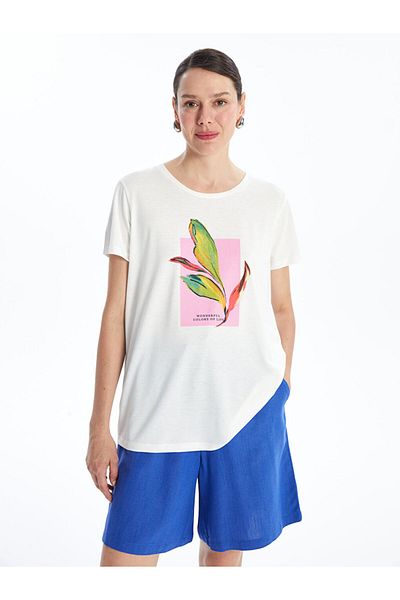 LC Waikiki New Season Crew Neck Printed Short Sleeve Women's T-Shirt - S4Nb76Z8