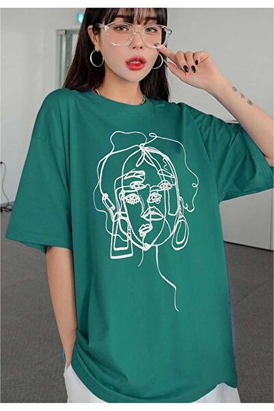 KOZİA OUTDOORS Γυναικείο μπλουζάκι με λεπτομερή εικονογράφηση προσώπου, βασικ...