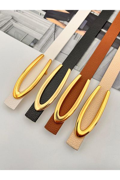MODAM HİFA 4 τμχ Gold V Buckle Γυναικεία ζώνη παντελονιού Ζώνη φόρεμα Ζώνη πουκάμισο Ζώνη παλτό Ζώνη λεπτή ζώνη