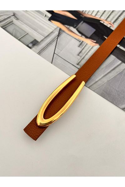 MODAM HİFA Gold V Buckle Γυναικεία ζώνη παντελονιού Ζώνη φόρεμα Ζώνη πουκάμισο Ζώνη παλτό Ζώνη λεπτή ζώνη